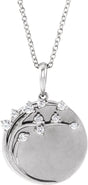 Platinum Round Natural Natural Diamond Engravable Family Tree Necklace or Pendant