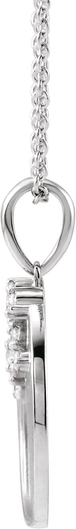 14K Gold Round Natural Diamond Engravable Family Tree Necklace or Pendant - White Gold - view 2