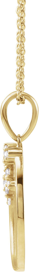 14K Gold Round Natural Diamond Engravable Family Tree Necklace or Pendant - Yellow Gold - view 2