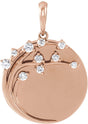 14K Gold Round Natural Diamond Engravable Family Tree Necklace or Pendant - Rose Gold