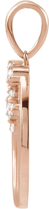 14K Gold Round Natural Diamond Engravable Family Tree Necklace or Pendant - Rose Gold - view 2