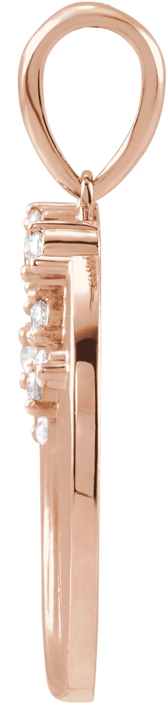 14K Gold Round Natural Diamond Engravable Family Tree Necklace or Pendant - Rose Gold - view 2