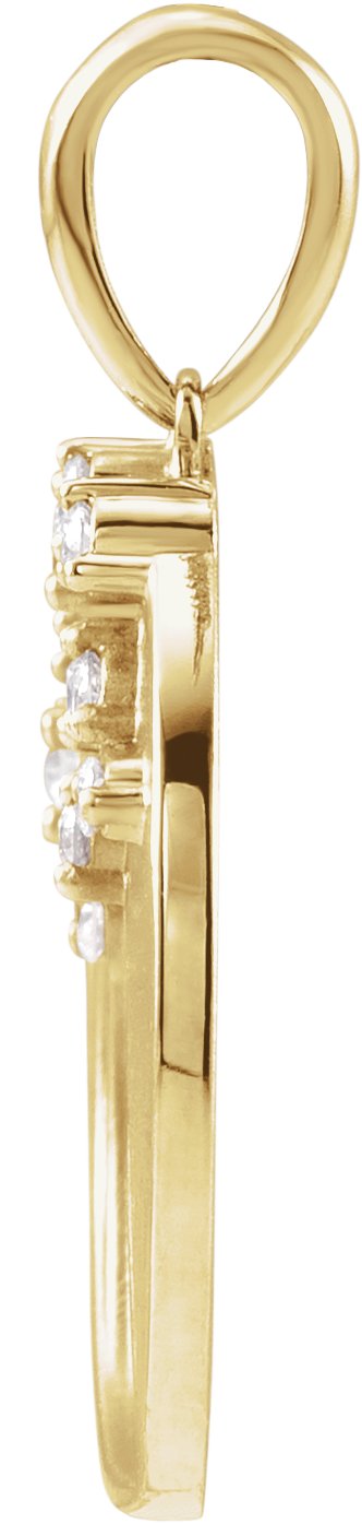 14K Gold Round Natural Diamond Engravable Family Tree Necklace or Pendant - Yellow Gold - view 2