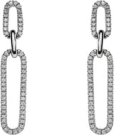 14K Gold Round Natural Diamond Link Accented Earrings - White Gold - view 4