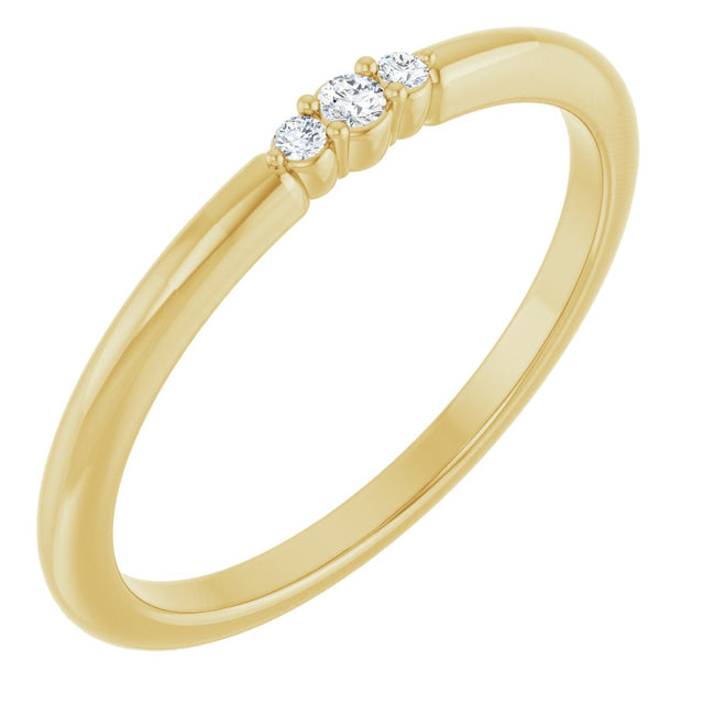 14K Gold Round Natural Diamond Stackable Ring – 1.7mm Stones - Yellow Gold