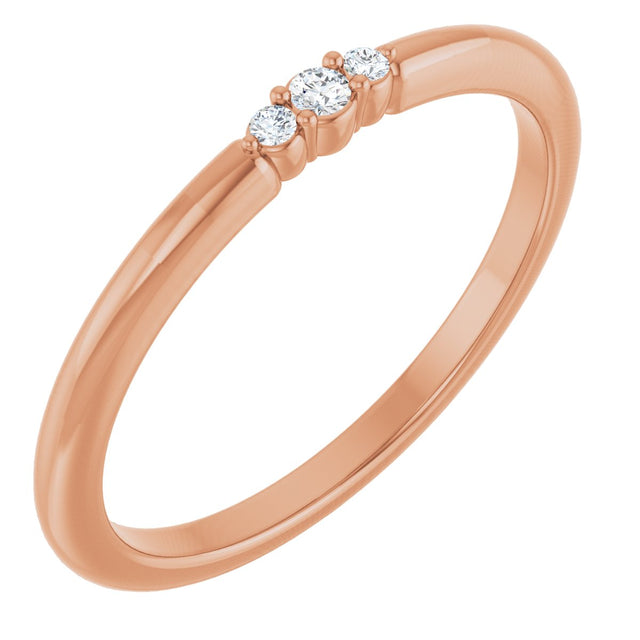 14K Gold Round Natural Diamond Stackable Ring – 1.7mm Stones - Rose Gold
