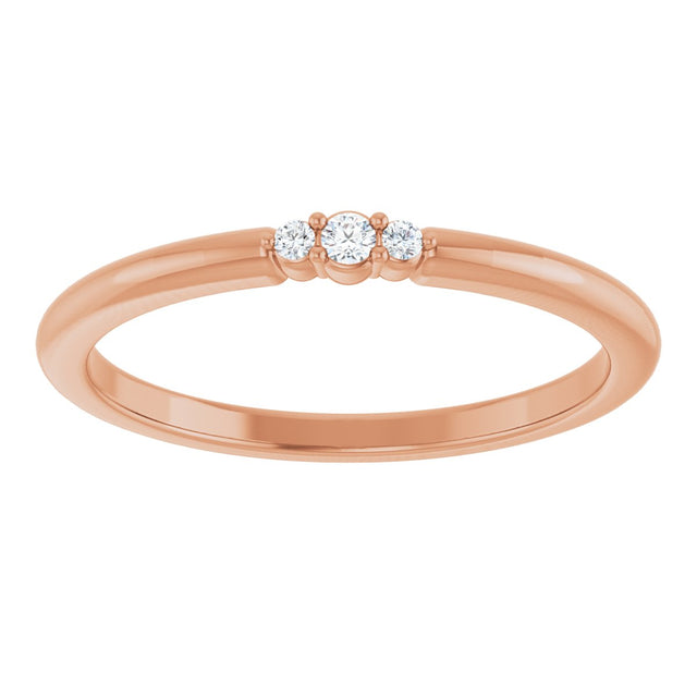 14K Gold Round Natural Diamond Stackable Ring – 1.7mm Stones - Rose Gold - view 3