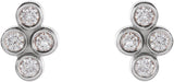 14K Gold Round Natural Diamond Bezel-Set Cluster Earrings - White Gold - view 2