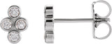 Platinum Round Natural Diamond Bezel-Set Cluster Earrings