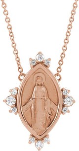 14K Gold Round Natural Diamond Miraculous Necklace - Rose Gold