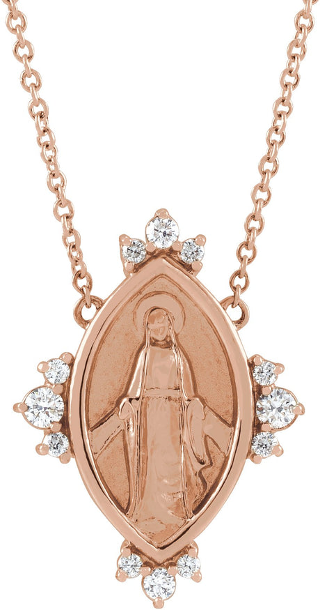 14K Gold Round Natural Diamond Miraculous Necklace - Rose Gold