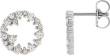 Platinum Round Natural Diamond Accented Circle Earrings II