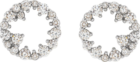 Platinum Round Natural Diamond Accented Circle Earrings II - view 2