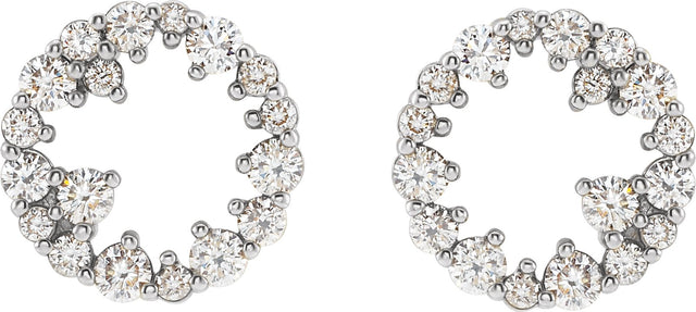 14K Gold Round Natural Diamond Accented Circle Earrings II - White Gold - view 2