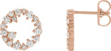 14K Gold Round Natural Diamond Accented Circle Earrings II - Rose Gold