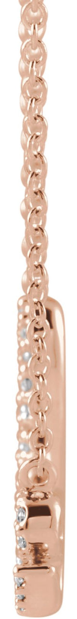 14K Gold Round Natural Diamond Love Necklace II - Rose Gold - view 2