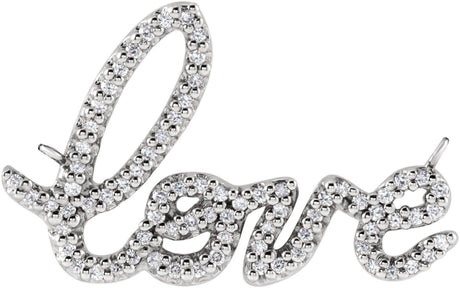 14K Gold Round Natural Diamond Love Necklace II - White Gold