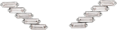 Platinum Straight Baguette Natural Diamond Baguette Ear Climbers - view 2