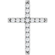 Platinum Round Natural Diamond French-Set Cross Necklace or Pendant