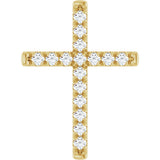 14K Gold Round Natural Diamond French-Set Cross Necklace or Pendant - Yellow Gold