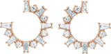 14K Gold Tapered Baguette Natural Diamond Baguette Front-Facing Hoop Earrings - Rose Gold - view 2