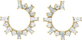 14K Gold Tapered Baguette Natural Diamond Baguette Front-Facing Hoop Earrings - Yellow Gold - view 2