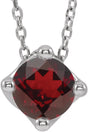 Platinum Round Natural Mozambique Garnet Solitaire Necklace or Slide Pendant