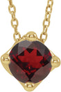 14K Gold Round Natural Mozambique Garnet Solitaire Necklace or Slide Pendant - Yellow Gold