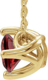 14K Gold Round Natural Mozambique Garnet Solitaire Necklace or Slide Pendant - Yellow Gold - view 2