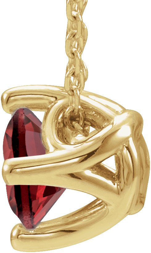 14K Gold Round Natural Mozambique Garnet Solitaire Necklace or Slide Pendant - Yellow Gold - view 2
