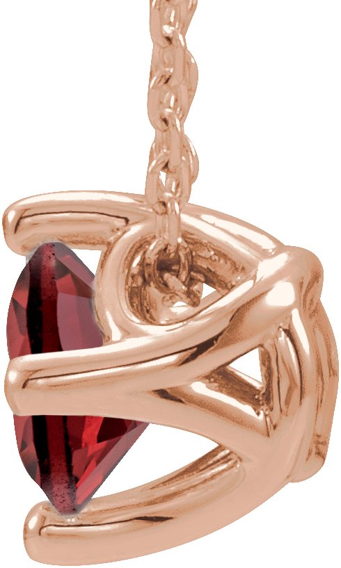 14K Gold Round Natural Mozambique Garnet Solitaire Necklace or Slide Pendant - Rose Gold - view 2