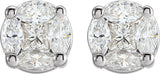 14K Gold Square Natural Diamond Cluster Earrings – 2.3x2.3mm - White Gold - view 2