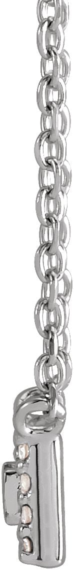14K Gold Straight Baguette Natural Diamond Halo-Style Necklace - White Gold - view 2