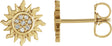 14K Gold Round Natural Diamond Sun Earrings – 1mm Stones - Yellow Gold