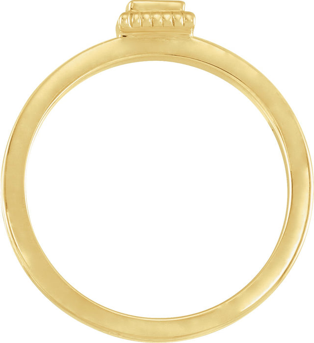 14K Gold Square Natural Citrine Family Stackable Ring - Yellow Gold - view 2