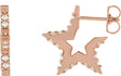 14K Gold Round Natural Diamond Star Hoop Earrings - Rose Gold