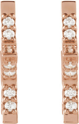 14K Gold Round Natural Diamond Star Hoop Earrings - Rose Gold - view 2