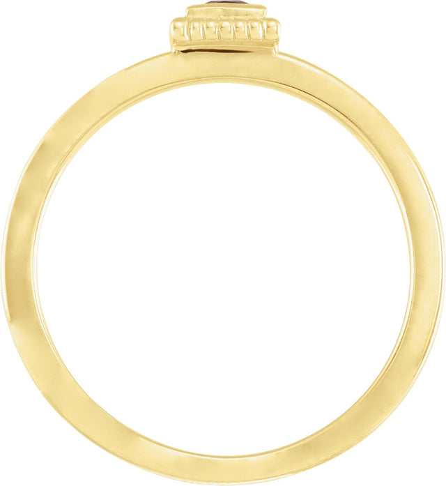 14K Gold Square Natural Amethyst Family Stackable Ring - Yellow Gold - view 2