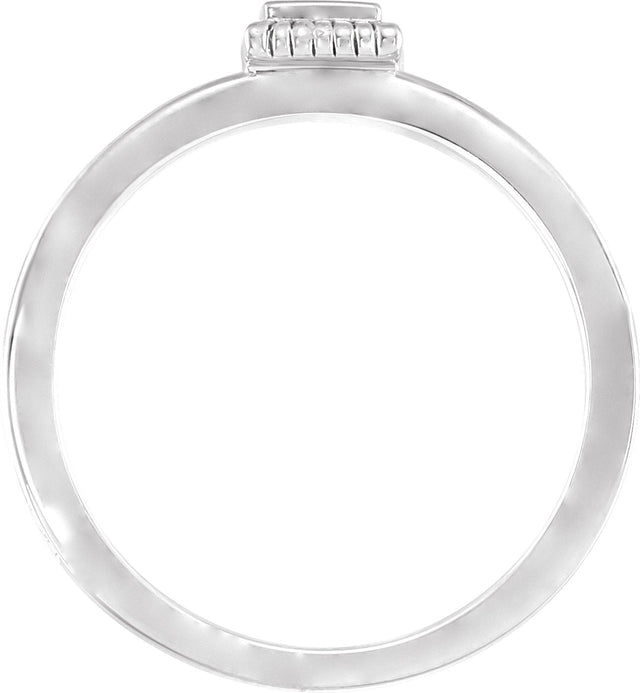 14K Gold Square Natural Blue Sapphire Family Stackable Ring - White Gold - view 2