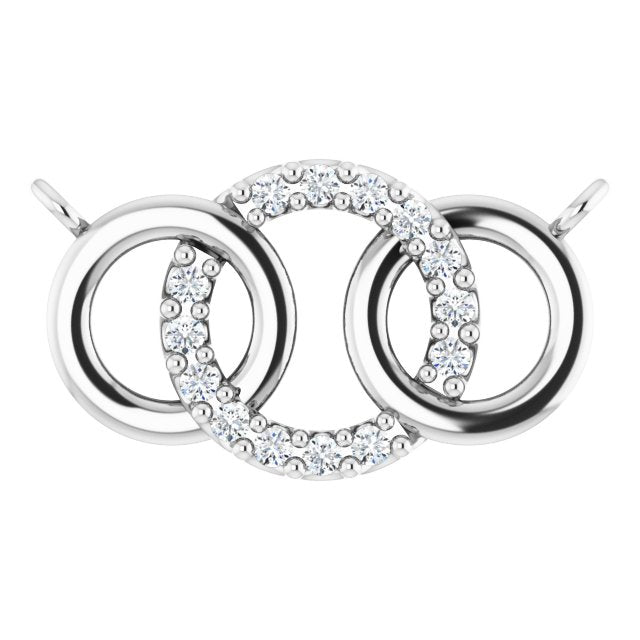 Platinum Round Natural Diamond Interlocking Circle Necklace – 0.05 CTW