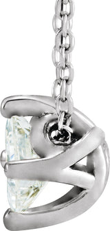 Platinum Square Natural Diamond Solitaire Necklace or Slide Pendant - view 2
