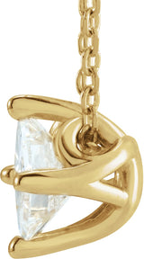 14K Gold Square Natural Diamond Solitaire Necklace or Slide Pendant - Yellow Gold - view 2