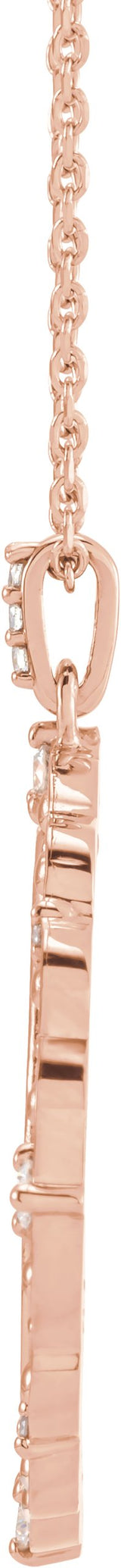 14K Gold Round Natural Diamond Guardian Angel Necklace or Pendant - Rose Gold - view 2