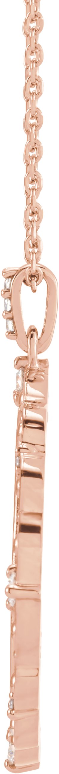 14K Gold Round Natural Diamond Guardian Angel Necklace or Pendant - Rose Gold - view 2