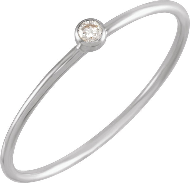 14K Gold Round Natural Diamond Stackable Ring – 0.03 CTW - White Gold