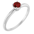 14K Gold Round Garnet Youth Birthstone Ring - White Gold