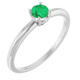 14K Gold Round Lab-Grown Emerald Youth Birthstone Ring - White Gold