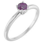 Platinum Round Lab-Grown Alexandrite Youth Birthstone Ring