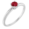 14K Gold Round Ruby Youth Birthstone Ring - White Gold