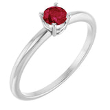 14K Gold Round Ruby Youth Birthstone Ring - White Gold